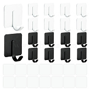 AHADEMAKER 16 Sets 2 Colors 201 Stainless Steel No-Punch Curtain Rod Hook Hangers, with Adhesive Sticker, Square, for Kitchen, Bathroom, Mixed Color, 45x50x29.5mm, 8 sets/color(AJEW-GA0005-63)