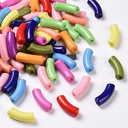 Opaque Acrylic Beads, Curved Tube, Mixed Color, 34.5x13x11mm, Hole: 3.5mm, about 155pcs/500g(SACR-S677-M)