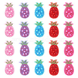 20Pcs 5 Colors Rhinestone Patches, Iron/Sew on Appliques, for Hair Accessories Making, Pineapple, 27x16x3mm, 4pcs/color(PATC-TA0001-07A)