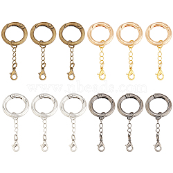 16Pcs 4 Colors Alloy Spring Gate Rings, with Brass Twisted Chain and Lobster Claw Clasps, Mixed Color, 56mm, 4pcs/color(HJEW-AB00522)