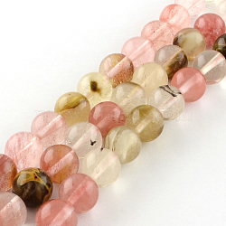 Tigerskin Glass Round Bead Strands, 6mm, Hole: 1mm, about 62pcs/strand, 15.7 inch(X-G-R342-6mm-19)