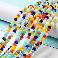 Glass Beads Strands, Faceted, Rondelle, Mixed Color, 4x3mm, Hole: 0.4mm, about 123~127pcs/strand, 15.75~16.5 inch(40~42cm)(EGLA-A034-M4mm-33)