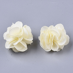 Polyester Fabric Flowers, for DIY Headbands Flower Accessories Wedding Hair Accessories for Girls Women, Champagne Yellow, 34mm(FIND-R076-02Q-1)