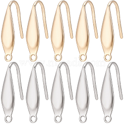 80Pcs 2 Colors 316 Surgical Stainless Steel Earring Hooks, Ear Wire, Real Gold Plated & Stainless Steel Color, 20x4.5x1mm, Hole: 1.2mm, Pin: 0.8mm, 40Pcs/color(STAS-SC0005-66)