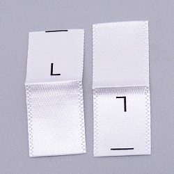 Kid's Size Label, Woven Crafting Craft Cotton Labels, for Clothing Sewing, L, White, 35x13x0.1mm, about 200pcs/bag(DIY-WH0183-76L-02)