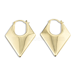 Brass Chunky Rhombus Hoop Earrings for Women, Nickel Free, Real 18K Gold Plated, 48x33x7.5mm, Pin: 1mm(EJEW-N011-82LG)
