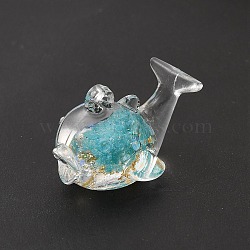 Luminous Transparent Resin Pendants, Dolphin Charms, with Gold Foil, Dark Turquoise, 19x28x17mm, Hole: 1mm(RESI-A022-01B)