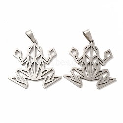 201 Stainless Steel Origami Pendants, Frog Outline Charms, Stainless Steel Color, 28x29x1.5mm, Hole: 6.5x3mm(STAS-K251-044P)