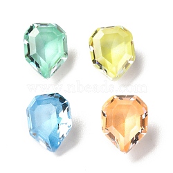 Cubic Zirconia Pointed Back Cabochons, Faceted, Shield Shape, Mixed Color, 9x7x4.5mm(ZIRC-P083-03A-MN)