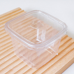 Individual Plastic Cake Boxes, Bakery Single Cake Packing Container, Square with Lid, Clear, 100x100x75mm(BAKE-PW0002-32)