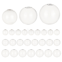 Elite 30Pcs 3 Style Round Mechanized Blown Glass Globe Ball Bottles, for Stud Earring or Crafts, Clear, 20~30mm, Hole: 5mm, 10pcs/style(BLOW-PH0001-15)