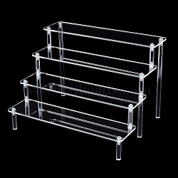 4-Tier Assembled Transparent Acrylic Organizer Display Risers, for Action Figures, Cosmetic, Favor Goods Storage, Clear, Finish Product: 30x30.4x20cm(ODIS-WH0029-86A)