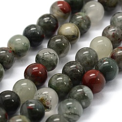 Natural African Bloodstone Beads Strands, Heliotrope Stone Beads, Round, 6mm, Hole: 0.8mm, about 57pcs/strand, 14.9 inch(38cm)(G-G763-08-6mm)