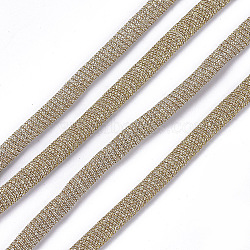 Glitter Cords, Nylon Covered with PU Leather Cords, Pale Goldenrod, 5.5~6x3mm, about 54.68 yards(50m)/bundle(LC-S018-04B)