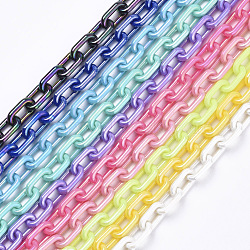 Acrylic Opaque Cable Chains, AB Color, Oval, Mixed Color, 13x8x2mm, 19.68 inch(50cm)/strand(X-PACR-N009-002)