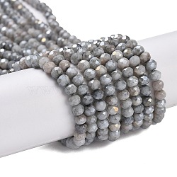 Faceted Electroplated Glass Beads Strands, AB Color Plated, Rondelle, Gray, 4x3mm, Hole: 0.9mm, about 112pcs/strand, 16.14''(41cm)(GLAA-C023-02-C11)