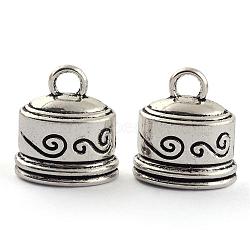Tibetan Style Alloy Cord Ends, End Caps, Cadmium Free & Lead Free, Antique Silver, 21x19x14.5mm, Hole: 4mm, about 160pcs/1000g, Inner Diameter: 10.5x16mm(TIBEP-S300-29AS-RS)