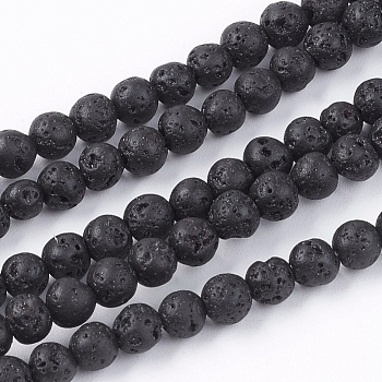 Natural Lava Rock Bead Strands, Round, 4.5mm, Hole: 0.5mm, about 95pcs/strand, 14.9 inch