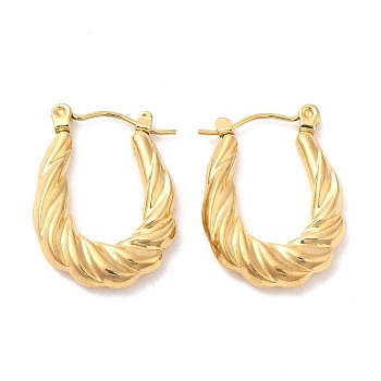 Ion Plating(IP) 304 Stainless Steel Hoop Earrings for Women, Golden, 22.5x17x3.8mm