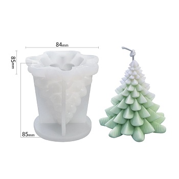 Christmas Tree DIY Candle Silicone Molds, Resin Casting Molds, For UV Resin, Epoxy Resin Jewelry Making, White, 8.5x8.4x8.5cm