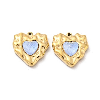 304 Stainless Steel Pendants, with Rhinestone, Heart Charm, Real 14K Gold Plated, 19x18x7mm, Hole: 1.2mm