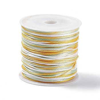 Segment Dyed Nylon Thread Cord, Rattail Satin Cord, for DIY Jewelry Making, Chinese Knot, Gold, 1mm