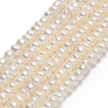 Natural Cultured Freshwater Pearl Beads Strands, Round, Linen, 4~5x4x3mm, Hole: 0.5mm, about 129~133pcs/strand, 14.80''(37.6cm)