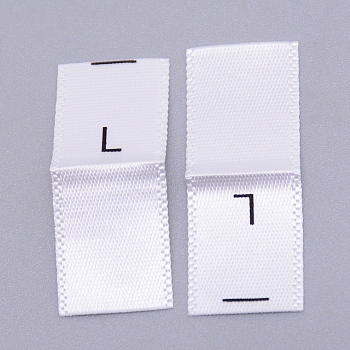 Kid's Size Label, Woven Crafting Craft Cotton Labels, for Clothing Sewing, L, White, 35x13x0.1mm, about 200pcs/bag