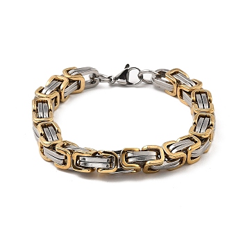 304 Stainless Steel Byzantine Chain Bracelets, Golden & Stainless Steel Color, 8-1/2 inch(21.5cm)