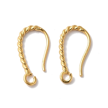 Long-Lasting Plated Brass Ear Wire, Real 18K Gold Plated, 18x1.4mm, Hole: 1.9mm, Pin: 0.8mm