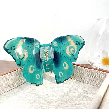 Acrylic Claw Hair Clips, Butterfly, Teal, 110x66mm