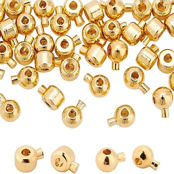 CHGCRAFT 40Pcs 2 Style Rack Plating Brass Beads, Nickel Free, Real 18K Gold Plated, 4~4.5x3~3.5x2~3mm, Hole: 0.6~0.7mm, 20pcs/style