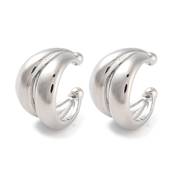 Brass Cuff Earring, C-Shaped, Platinum, 13x9mm