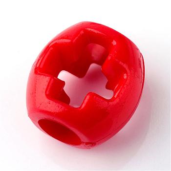 Opaque Acrylic Beads, Oval with Cross, Red, 14x14x10mm, Hole: 5.5mm, about 625pcs/500g