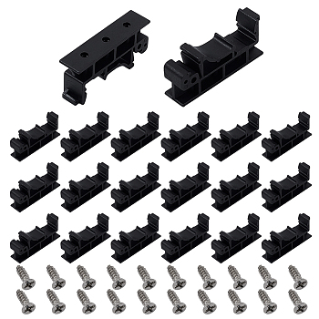 20 Pairs Plastic DIN Rail Mounting Bracket, Universal DIN Rail Mount Clip, with Screw, Black, 42.5x10x19mm