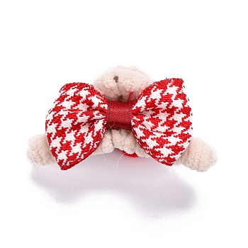 Plastic Claw Hair Clips, Covered with Wool and Cloth, Bowknot & Flower, Red, 80x45x38mm