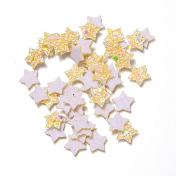 Glitter Non Woven Fabric Decoration Accessories, with Paillette/Sequins, Hair Bow, Star, Yellow, 1.5x1.4x0.15cm