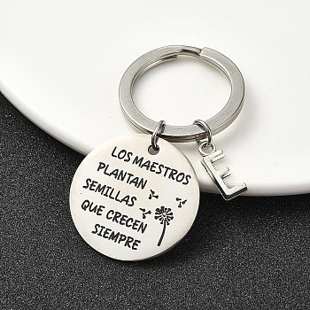 Alloy Keychain, with 304 Stainless Steel Findings, Letter E, 6cm