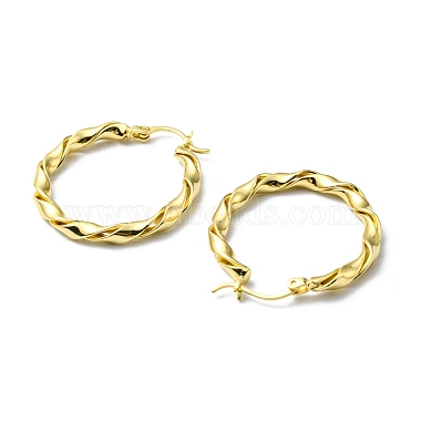 boucles d'oreilles créoles torsadées en laiton plaqué en rack(EJEW-D055-19G)-2