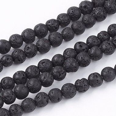 5mm Black Round Lava Beads