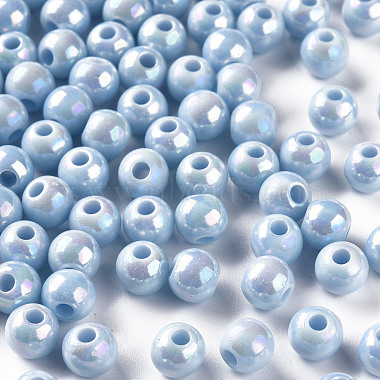 Light Sky Blue Round Acrylic Beads