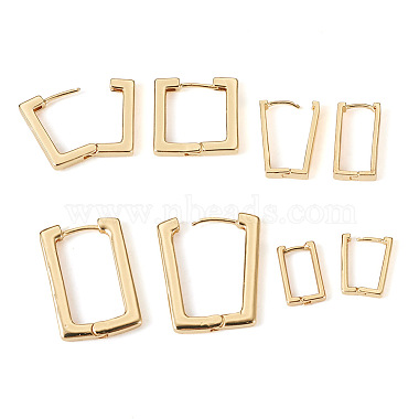 Pandahall 8Pcs 4 Size Brass Rectangle Hoop Earrings for Women(EJEW-TA0001-12)-2