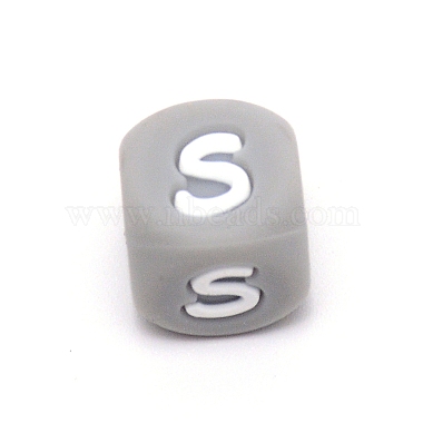 Gray Letter S Silicone Beads
