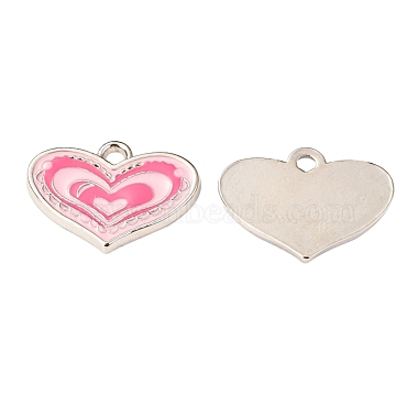 Pink Alloy Enamel Heart Charm Pendants Great for Mother's Day Gifts Making(X-ENAM-19.5X19.5)-3