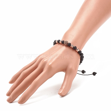 4Pcs 4 Color Natural Obsidian & Synthetic Hematite Braided Bead Bracelet with Cubic Zirconia(BJEW-JB08117)-5
