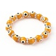 Bracelets extensibles en perles rondes au chalumeau mauvais œil(BJEW-JB06211)-5