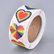 Heart Shaped Stickers Roll, Valentine's Day Sticker Adhesive Label, for Decoration Wedding Party Accessories, Colorful, 25x25mm, 500pcs/roll(DIY-K027-A06)
