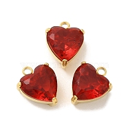 304 Stainless Steel Rhinestone Pendants, Heart, Ruby, 13.5x10.5x7mm, Hole: 1.6mm(STAS-S131-05G-01)