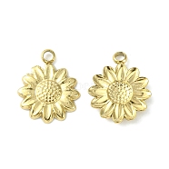 304 Stainless Steel Charms, Flower Charms, Real 14K Gold Plated, 12.5x10x1.5mm, Hole: 1.5mm(STAS-L269-019G)