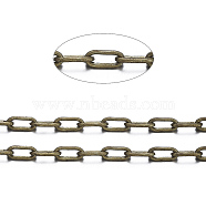 Brass Cable Chains, Unwelded, with Spool, Oval, Lead Free and Nickel Free, Antique Bronze, Link: about 5mm long, 2mm wide, 1mm thick(X-CHC028Y-AB)